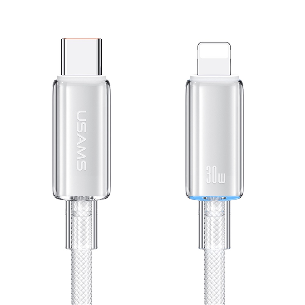 US-SJ659 Type-C To Lightning PD Fast Charging Transparent Data Cable With Light--Cloud Series 1.2M