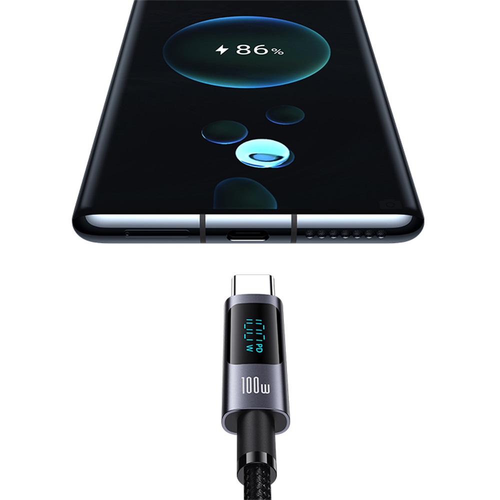 US-SJ672 Type-C To Lightning 30W Aluminum Alloy Digital Display Fast Charging & Data Cable-Sufeng Series 1.2m