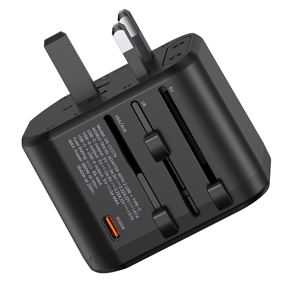US-CC179 T59 20W Dual USB +Type-C Universal Travel Charger (US/AU/UK/EU)