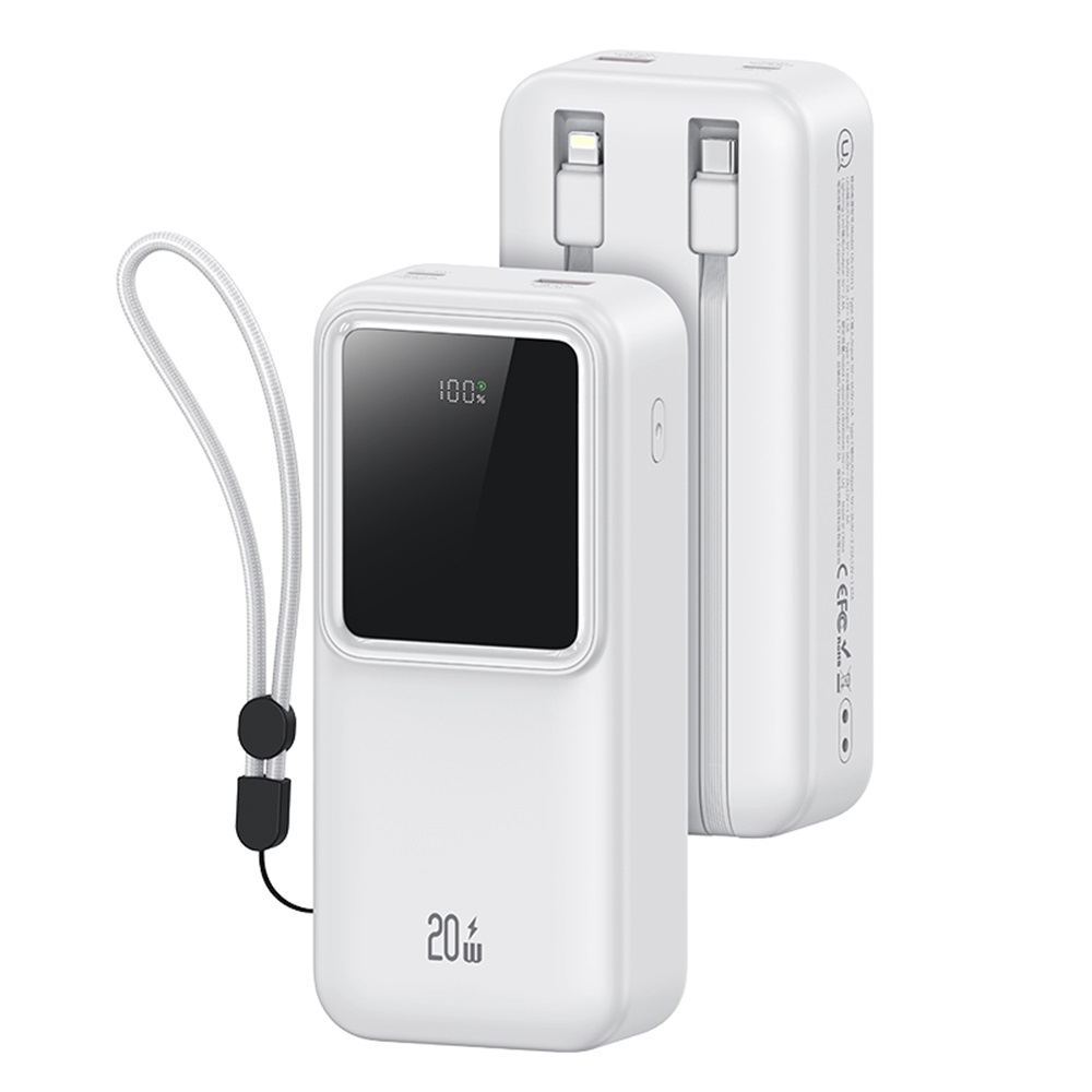 US-CD213 PD20W+QC3.0 Dual-port Digital Display Fast Charging Power Bank With Dual Cables-X-chel Series 30000mAh